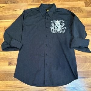 1901‎ El General Pinstripe Button Down Size XL HONOR VALOR LEALTAD Back Graphic